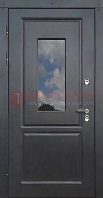 Чёрная металлическая дверь со стеклом ДС-77 в Тольятти