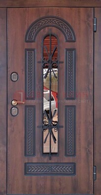 Железная дверь со стеклом и ковкой и узором ДСК-150 в Тольятти