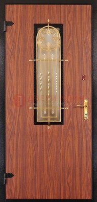Дополнительная дверь со стеклом и золотой ковкой ДСК-16 в Казани