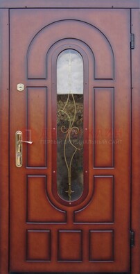 Яркая металлическая дверь Винорит со стеклом и ковкой ДСК-268 в Тольятти