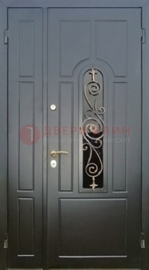 Металлическая дверь Винорит со стеклом в темном цвете ДСК-276 в Тольятти