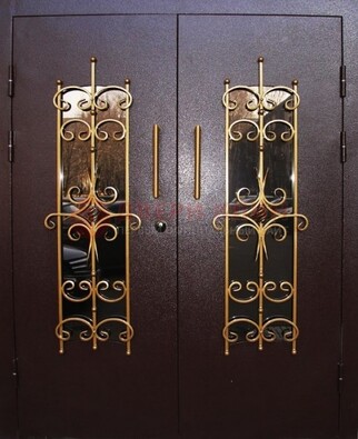 Металлическая дверь с ковкой и остеклением ДСК-49 в Тольятти