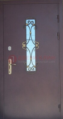 Металлическая дверь со стеклом и ковкой ДСК-77 в Тольятти