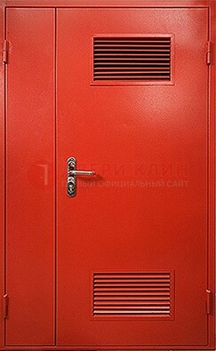 Красная железная техническая дверь с вентиляционными решетками ДТ-4 в Тольятти