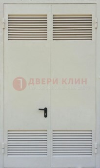 Белая металлическая противопожарная дверь с вентиляционной решеткой ДТ-6 в Тольятти
