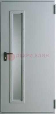 Белая железная противопожарная дверь со вставкой из стекла ДТ-9 в Тольятти