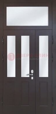 Черная тамбурная дверь со стеклянными вставками ДТМ-38 в Тольятти