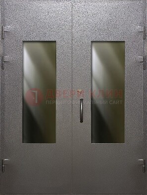 Серая тамбурная дверь со стеклянными вставками ДТМ-8 в Тольятти