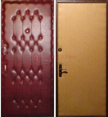 Бордовая металлическая дверь с винилискожей ДВ-1 в Тольятти