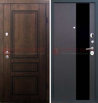 Входная дверь Итальянский орех с МДФ с черным стеклом ДМ-1199 в Тольятти