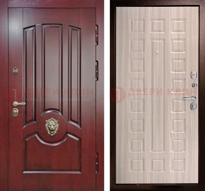 Темно-красная входная дверь с виноритом ДВТ-234 в Тольятти