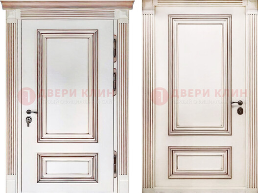 Белая металическая дверь с виноритом для дома ДВТ-239 в Тольятти