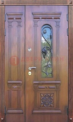 Железная коричневая филенчатая дверь с виноритом и МДФ ДВТ-85 в Тольятти