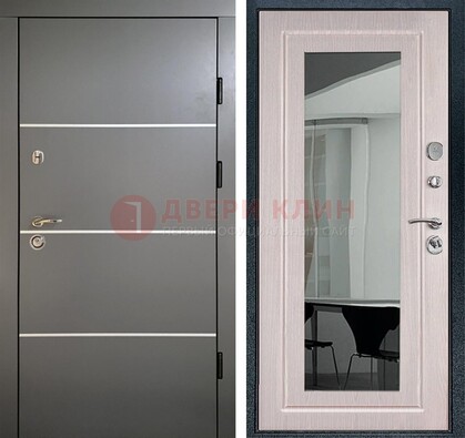 Черная металлическая дверь с зеркалом ДЗ-12 в Тольятти