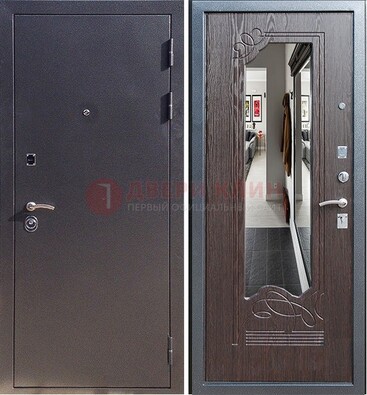 Черная входная дверь с зеркалом МДФ внутри ДЗ-29 в Тольятти