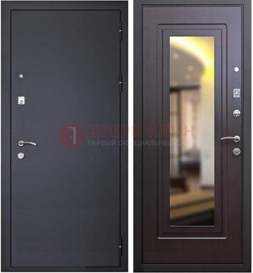 Черная железная дверь с зеркалом ДЗ-30 в Тольятти