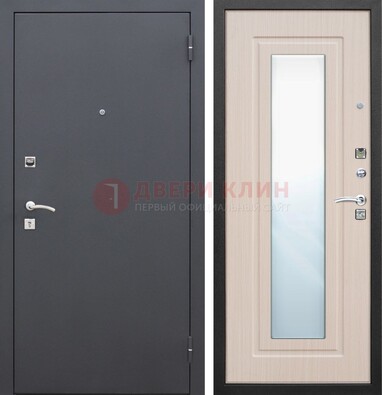 Черная входная дверь с зеркалом МДФ внутри ДЗ-31 в Тольятти
