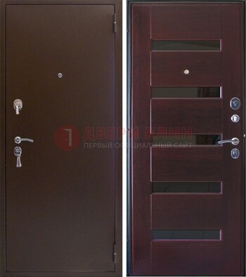 Темная железная дверь с зеркалом ДЗ-42 в Тольятти