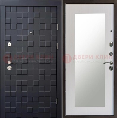 Черная стальная дверь МДФ и зеркалом ДЗ-50 в Тольятти