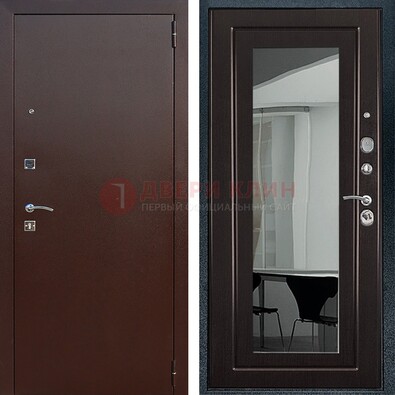 Металлическая дверь с порошковым напылением с МДФ и зеркалом ДЗ-61 в Тольятти