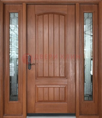 Стальная дверь с массивом дуба и витражом для дома ВЖ-17 в Тольятти