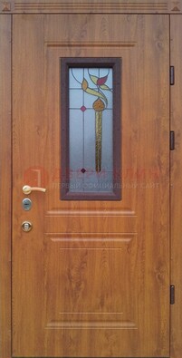 Железная дверь с МДФ и витражом ВЖ-24 в Тольятти